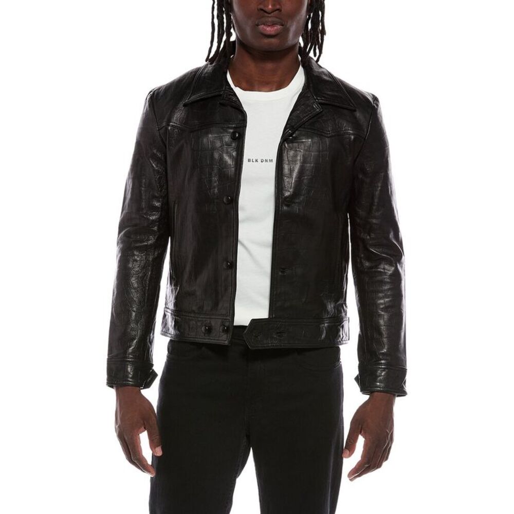 Blk Dnm Mens Leather Jacket, Black